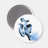 Dirt Biking im Schlamm in Blau Magnet (Vorderseite/Rückseite)
