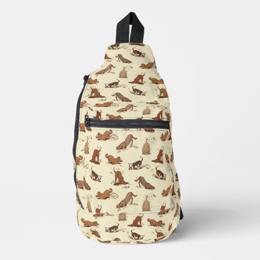 Dirt Digging Hunde - Strandurlaub Muster. Crossbody Bag (Vorderseite)