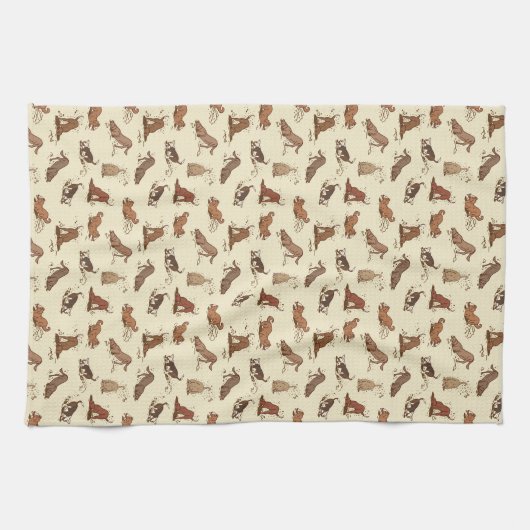 Dirt Digging Hunde - Strandurlaub Muster. Geschirrtuch (Horizontal)