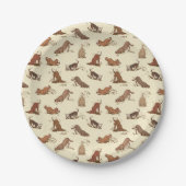 Dirt Digging Hunde - Strandurlaub Muster. Pappteller (Vorderseite)