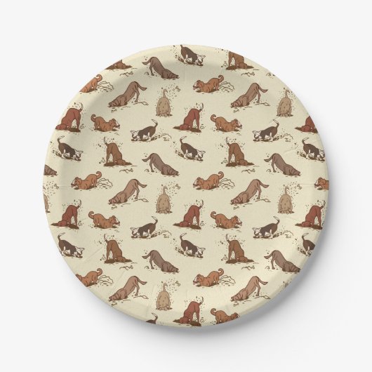 Dirt Digging Hunde - Strandurlaub Muster. Pappteller (Vorderseite)