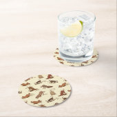 Dirt Digging Hunde - Strandurlaub Muster. Runder Pappuntersetzer (Vor Ort)