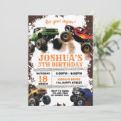 Dirt Monster Truck Einladung zum Geburtstag (Stehend Vorderseite)