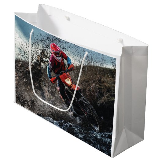 Dirt Rad-Reiter-Kissen Große Geschenktüte (Vorderseite Schrägansicht)