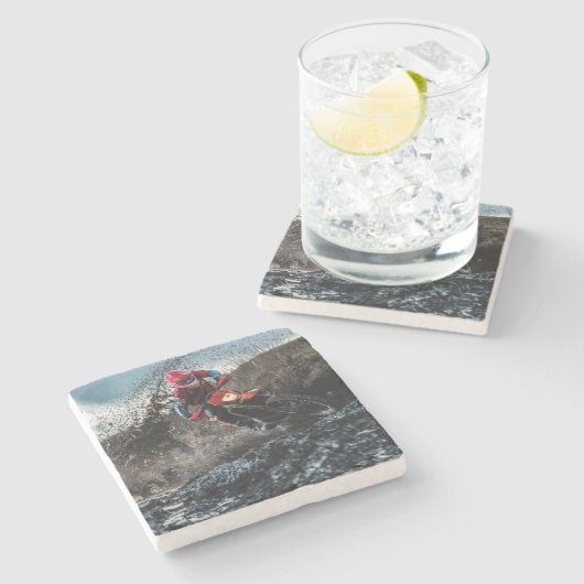 Dirt Rad-Reiter-Kissen Steinuntersetzer (Seitenansicht)