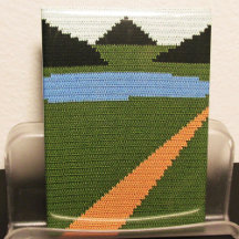 Dirt Road Grass Lake Hills Kunst-Crochet Print