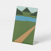 Dirt Road Green Landschaft Artisan Crochet Print Sockelschild (Vorderseite)