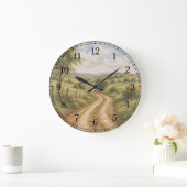 Dirt Road Wall Clock — Rustic Landscape Design Große Wanduhr (Zuhause)