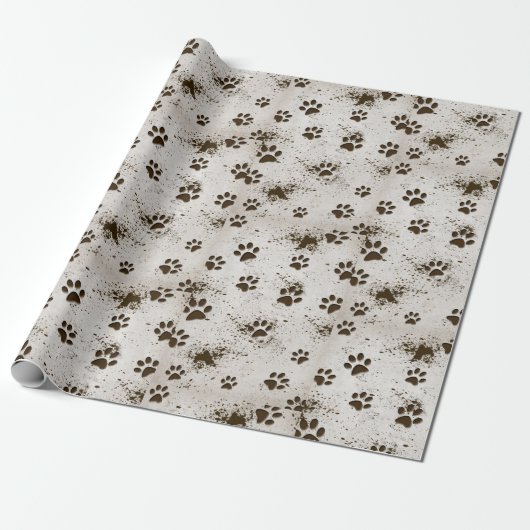 Dirt und Dog Pawprints Geschenkpapier (Ungerollt)
