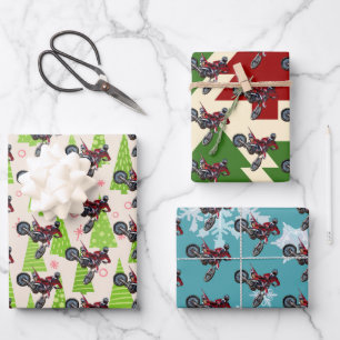 Dirtbike Cool Bike Weihnachtsfest Geschenkpapier Set