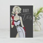 Dirty 30 Button Up Girl Überraschung 30. Geburtsta Einladung (Stehend Vorderseite)