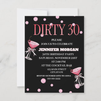 Dirty 30 Coquette Martini Geburtstag Thema Einladung