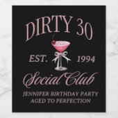 Dirty 30 Coquette Martini mit Bow Weinetikett (Einzelnes Label)