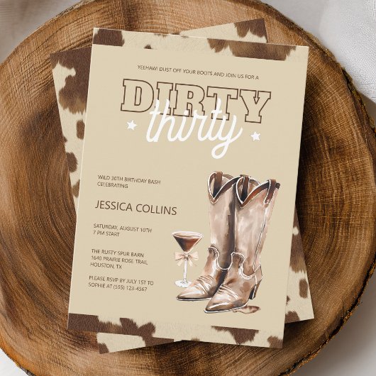 Dirty 30 Country Western 30. Geburtstag Party Einladung