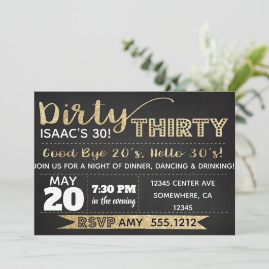 DIRTY 30 EINLADUNG (Stehend Vorderseite)
