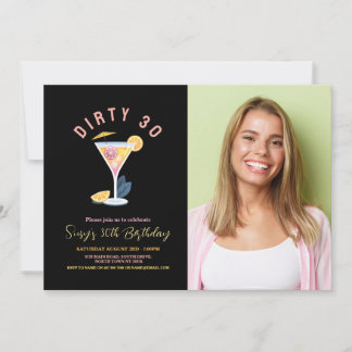 Dirty 30 Frauen Geburtstag Dreißig Cocktails Foto Einladung