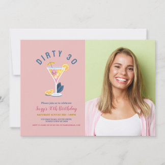 Dirty 30 Frauen Geburtstag Dreißig Cocktails Foto Einladung