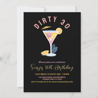 Dirty 30 Frauen Geburtstag Dreißig Cocktails Marti Einladung
