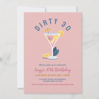 Dirty 30 Frauen Geburtstag Dreißig Cocktails Marti Einladung