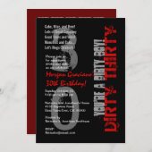 Dirty 30. Geburtstag Black Red Dirty Boy Einladung (Vorne/Hinten)