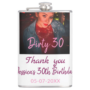 Dirty 30 Geburtstag hinzufügen Name pink hinzufüge Flachmann