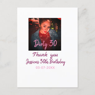Dirty 30 Geburtstag Name pink Foto Datum Postkarte