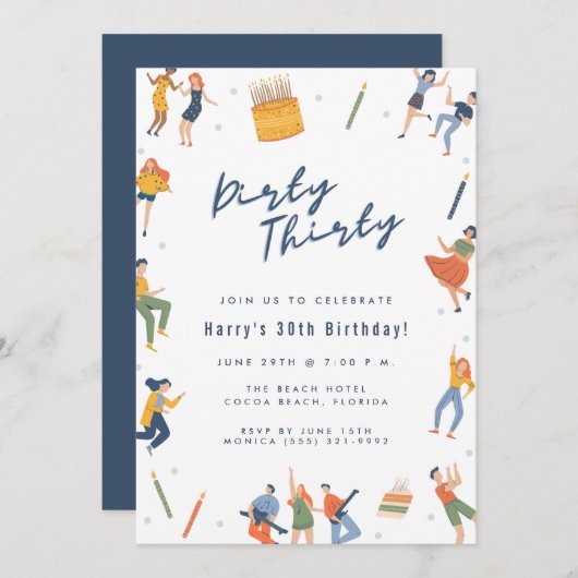 Dirty 30. Geburtstag Party Einladung (Vorne/Hinten)