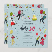 Dirty 30. Geburtstagsfeier Party Einladung (Vorne/Hinten)