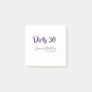 Dirty 30 herzlichen Geburtstag Name Datum rosa gra Post-it Klebezettel
