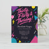 Dirty 30 Neon Bash Geburtstag Einladung (Stehend Vorderseite)