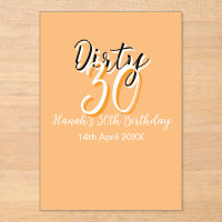 Dirty 30 orange weiß, einfache Retro-Geburtstag un