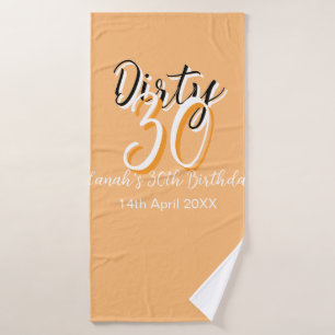 Dirty 30 orange weiß, einfache Retro-Geburtstag un Badehandtuch