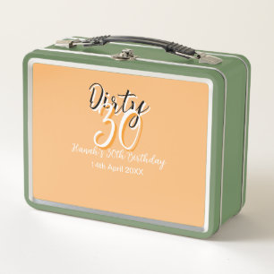 Dirty 30 orange weiß, einfache Retro-Geburtstag un Metall Brotdose