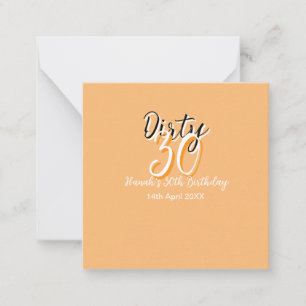 Dirty 30 orange weiß, einfache Retro-Geburtstag un Mitteilungskarte