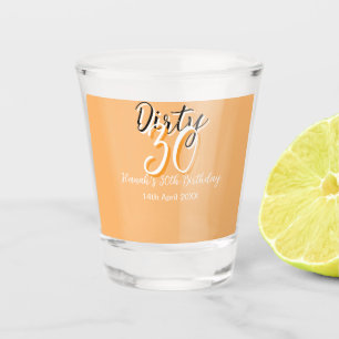 Dirty 30 orange weiß, einfache Retro-Geburtstag un Schnapsglas