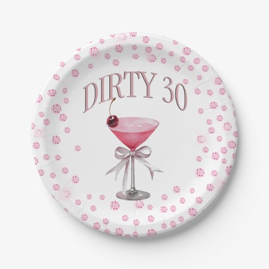 Dirty 30 Pink Coquette Geburtstagsparty Pappteller (Vorderseite)