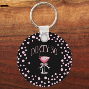Dirty 30 Rosa Coquette Anpassen des Namens Schlüsselanhänger