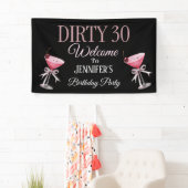 Dirty 30 Rosa und schwarze Coquette Banner (Insitu)