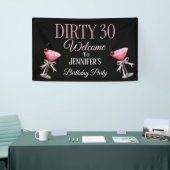Dirty 30 Rosa und schwarze Coquette Banner (Messeveranstaltung)