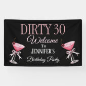 Dirty 30 Rosa und schwarze Coquette Banner (Horizontal)