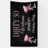 Dirty 30 Rosa und schwarze Coquette Banner (Vertikal)