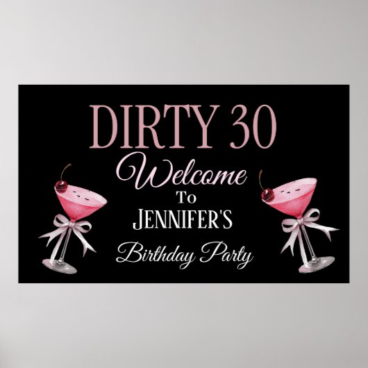 Dirty 30 Rosa und schwarze Coquette Poster (Vorne)