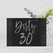Dirty 30 Silver Gold Foil Einladung zum Geburtstag (Stehend Vorderseite)