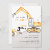 Dirty 3RD-Y Construction 3rd Birthday Party Einladung (Vorderseite)