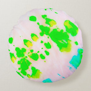 Dirty Art Graffiti. Abstraktes Dekor Sunny Ikat Rundes Kissen