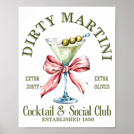 Dirty Bachelorette Martini Tail Club Martini Drink Poster (Vorne)