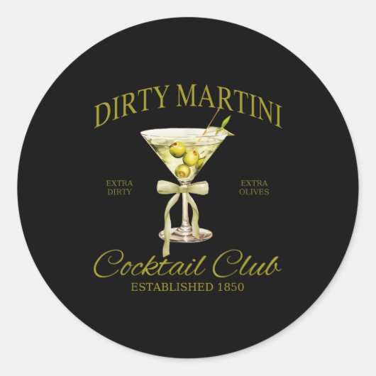 Dirty Bachelorette Martini Tail Club Martini Drink Runder Aufkleber (Vorderseite)