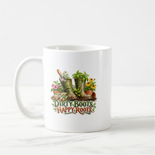 Dirty Boots Happy Roots Gärtnerei Kaffeetasse