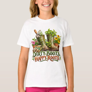 Dirty Boots Happy Roots Gärtnerei T-Shirt