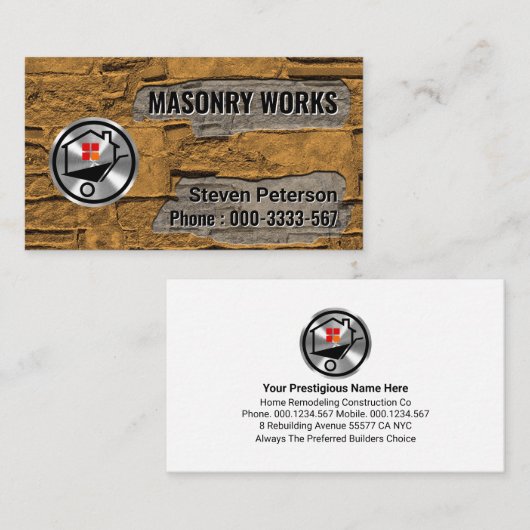 Dirty Brick Cement Walls Mauerwerk Service Visitenkarte (Vorne/Hinten)
